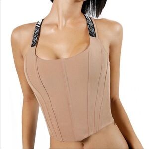 IAM GIA Tan Lace-Up corset Women's Top